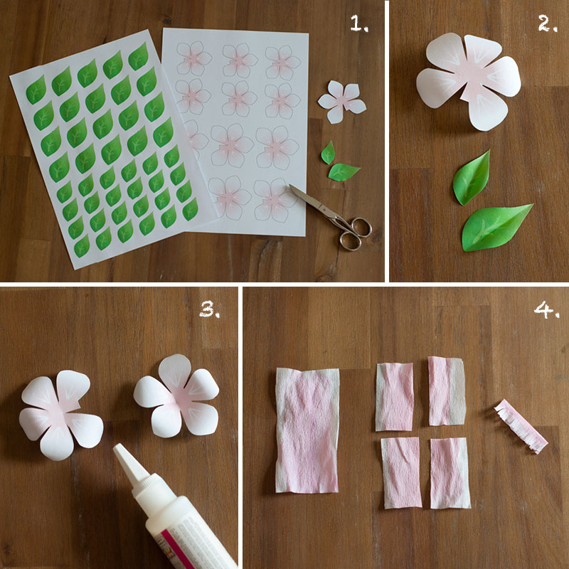 DIY Tischgirlande mit Ppaierblüten
