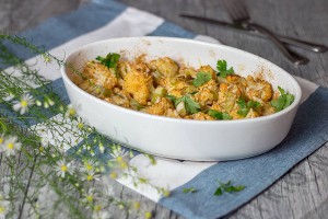 Mit Parmesan überbackener Blumenkohl