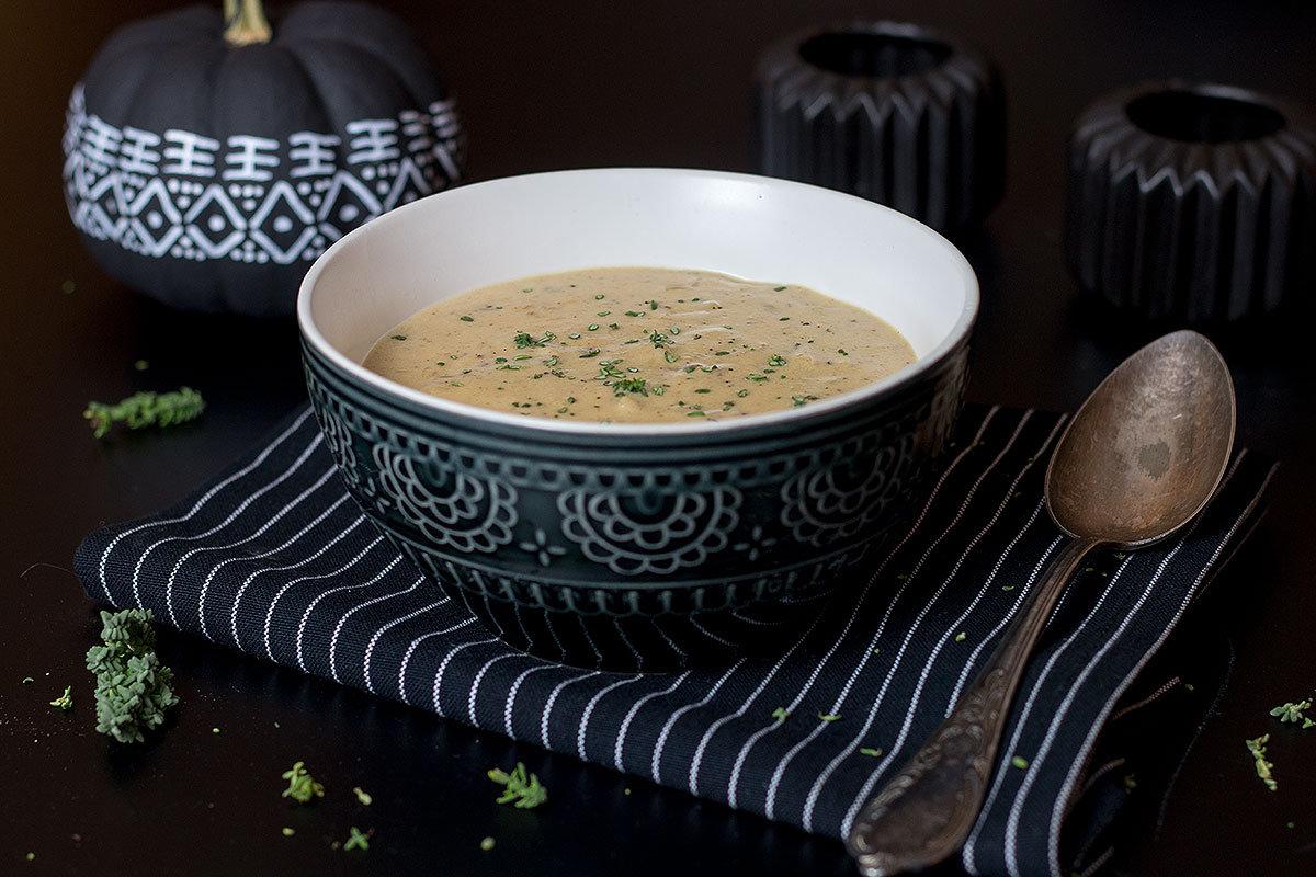 geröstete Blumenkohlsuppe mit Cheddar