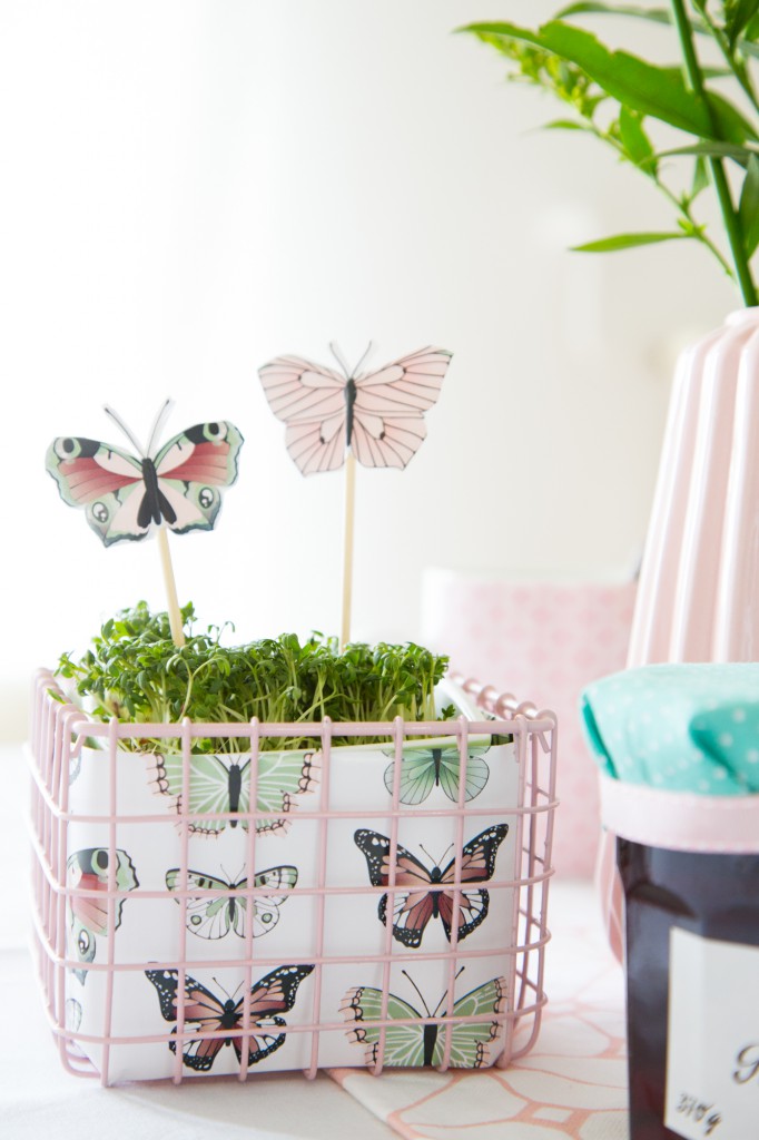 Pastelliger Frühstückstisch - mini Blumenkranz