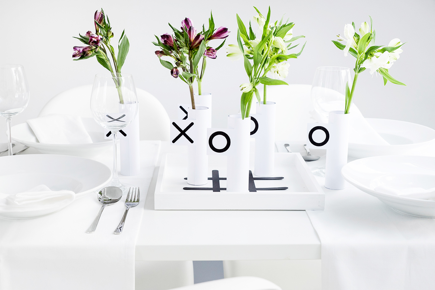 Tischdeko mit Glasvasen Tischdeko mit Glasvasen