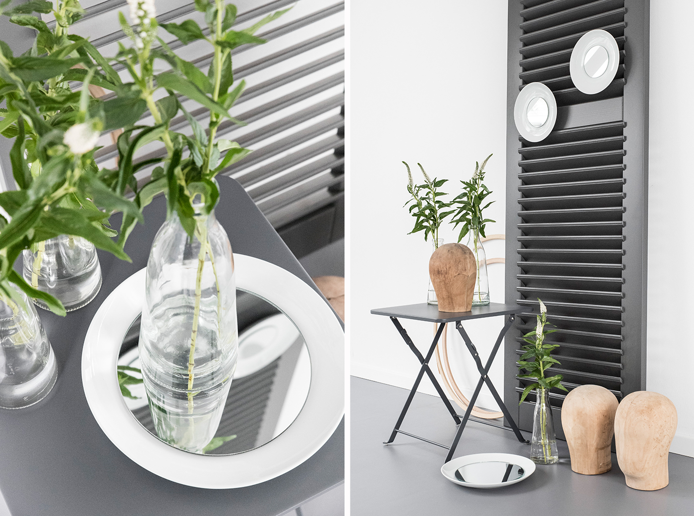 Wanddeko mit Tellerspiegeln. Wanddeko