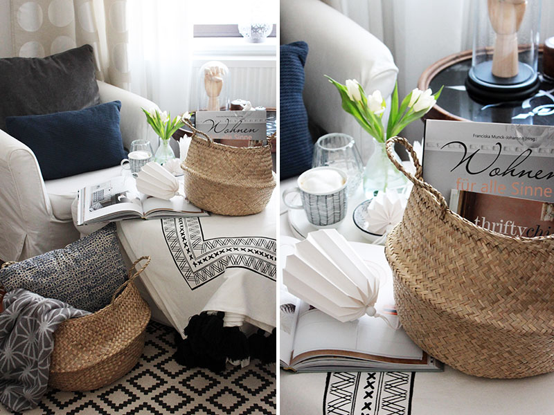 Bücher-und-Decken-in-Körben-aufbewahren