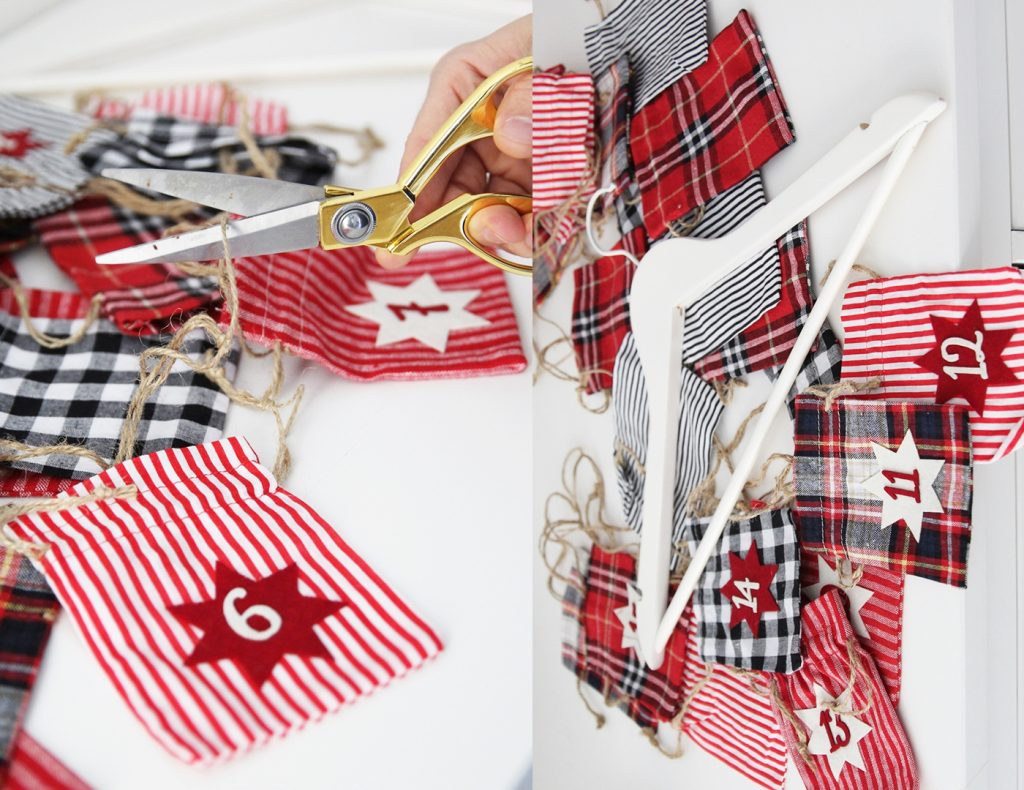 Der Adventskalender wird erst einmal zerschnitten, um ihn anschließend neu zu arrangieren.