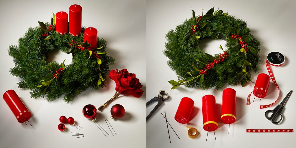 Die unregelmäßige Anordnung der Kerzen lässt auch den Klassiker modern erscheinen.