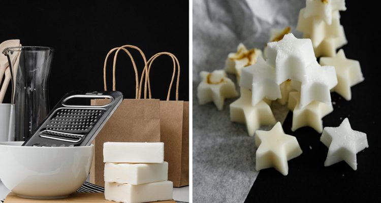 Seife aus Seifenraspeln machen.