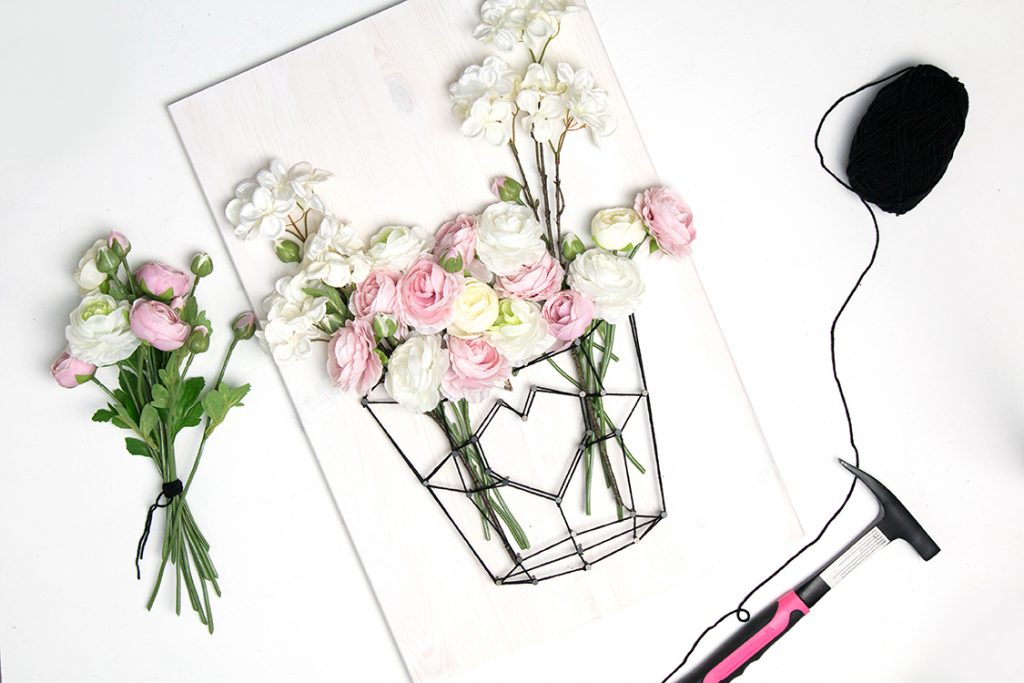DIY Fadenbild mit Frühlingsblumen