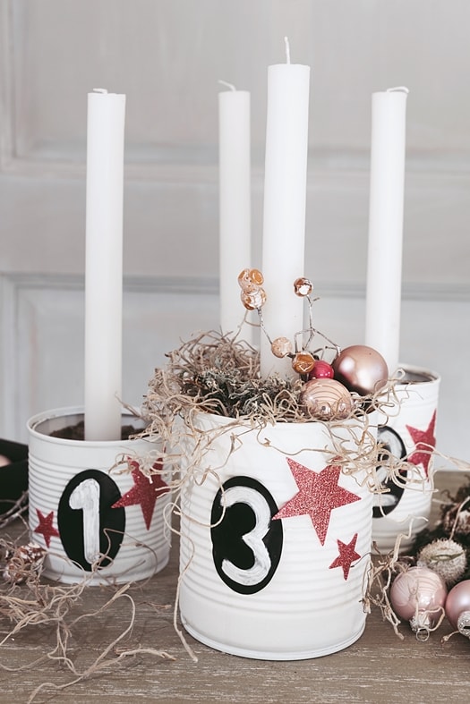 Last-Minute-Adventskranz aus Dosen selber machen