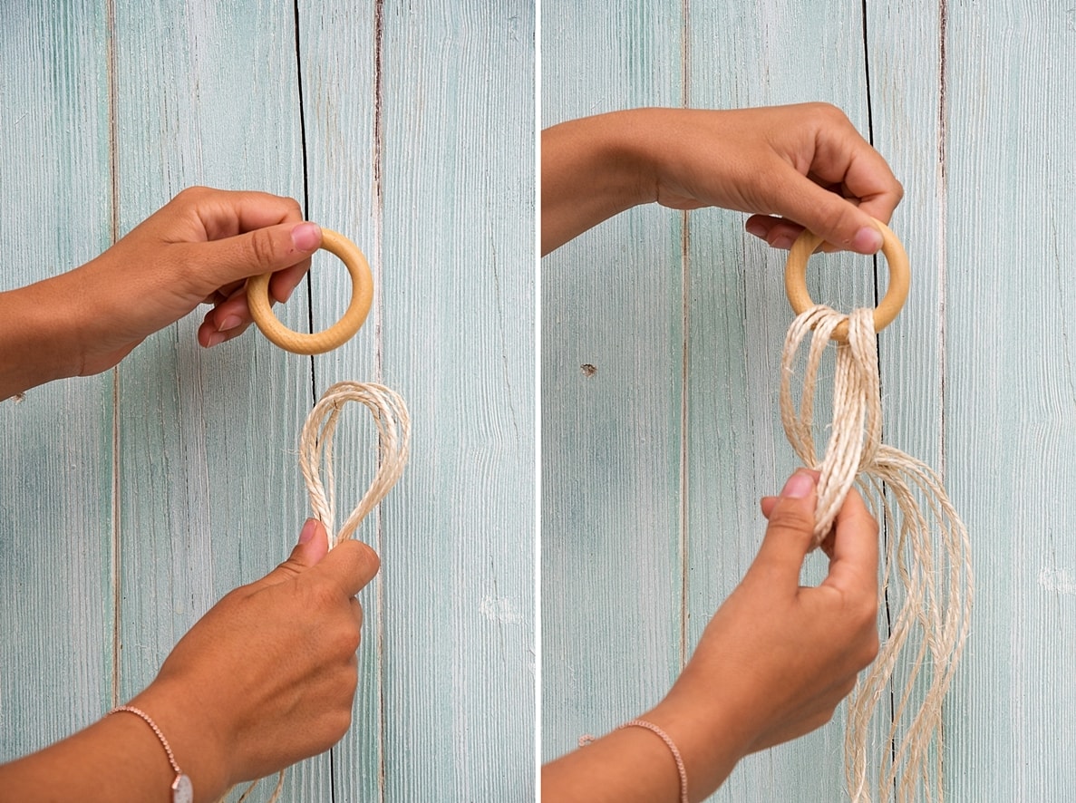 Selbstgemachte Makramee Blumenampel