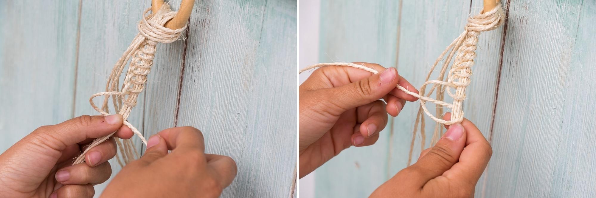 Selbstgemachte Makramee Blumenampel