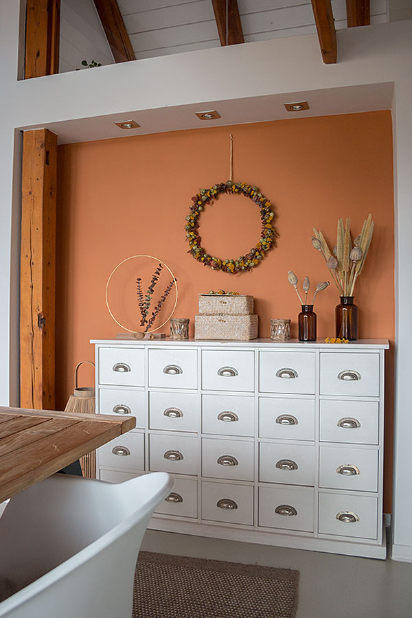 Deko mit DIY Kranz aus Trockenblumen