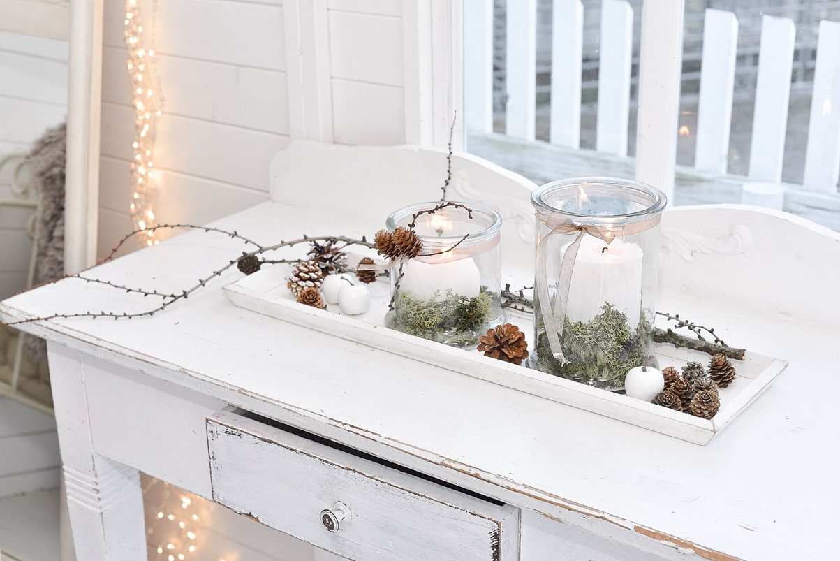 Winterdeko mit Naturmaterialien.