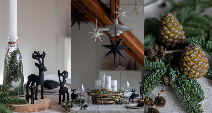 Adventskranz Korb mit Adventstischdeko