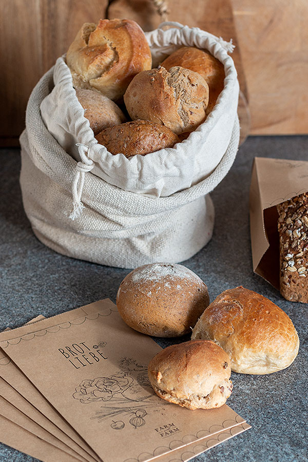 Brotkörbchen aus Baumwolle mit zum Bäcker nehmen für Nachhaltigkeit in der Küche
