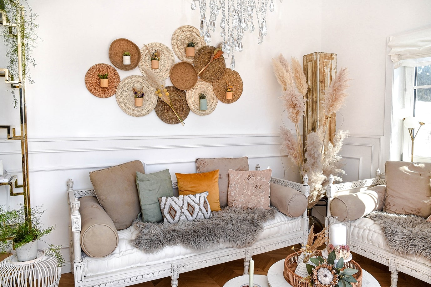 Wohnzimmer im Boho-Look.